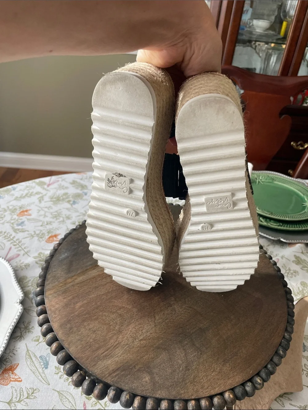 Crown Vintage Daylen Espadrille Wedge Ankle Strap Leather Sandals Size 7M